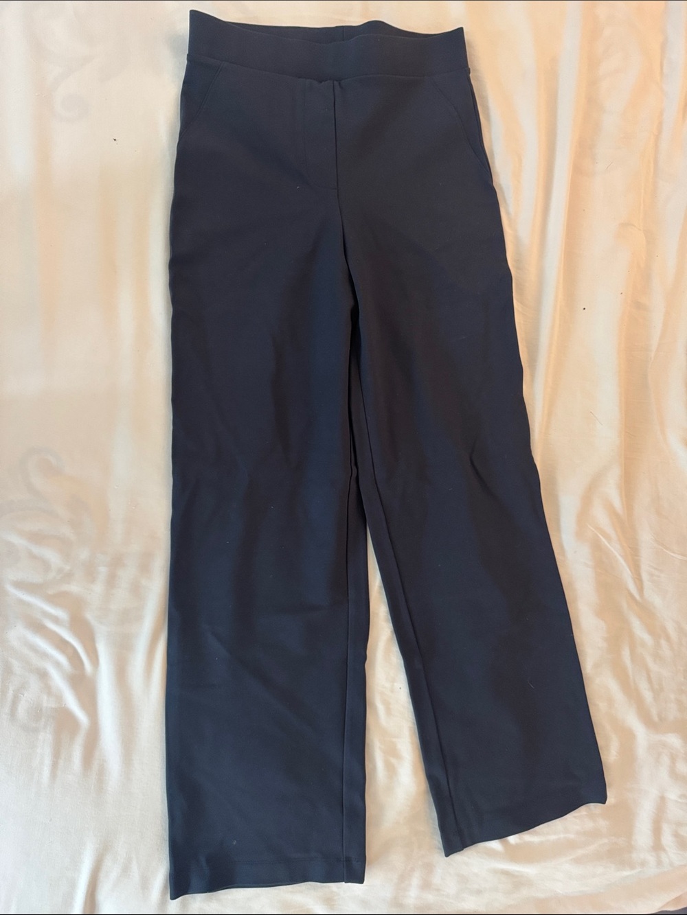 Quince Navy Blue Wide-Leg Pull-On Ponte Pant